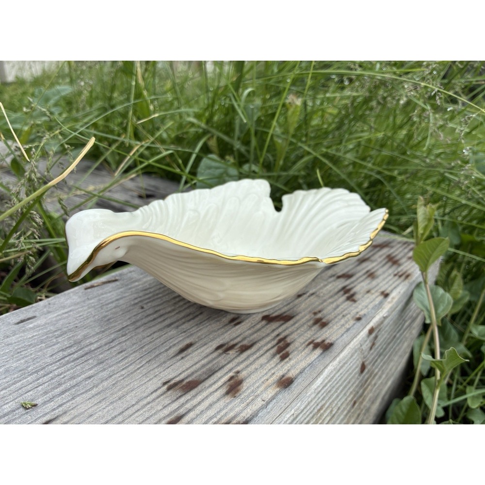 Lenox Dove Collection Open trinket Dish Bowl Gold Trim 8" x 4.75" x 2.5" USA VGC